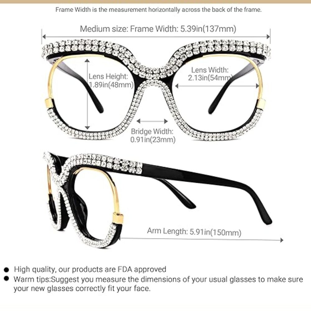 Clear Rhinestone Square Glasses - image 2